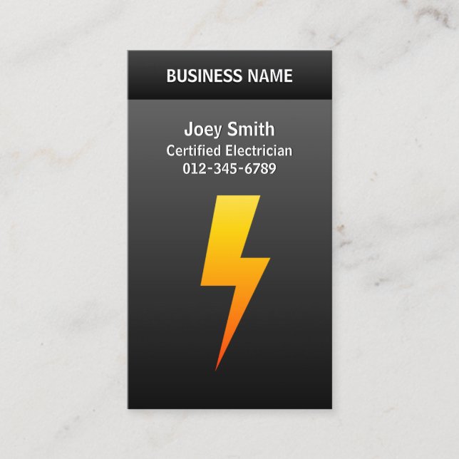 Electrician Professional TradeSkills LightningBolt Business Card (Front)