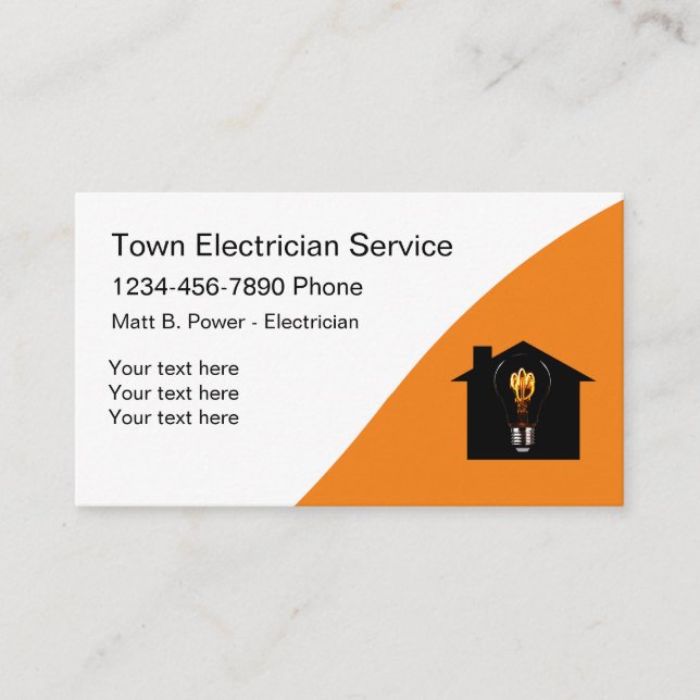 Electrician Professionally Designed Business Cards (Front)