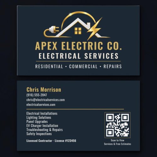Electrician QR Code Professional Services Business Card