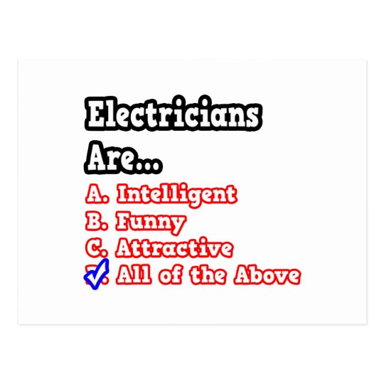 Electrician Quiz...Joke Postcard