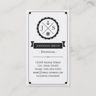Electrician - Retro Nautical Monogram Business Card