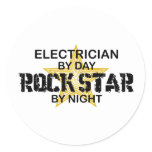 Electrician Rock Star by Night Classic Round Sticker