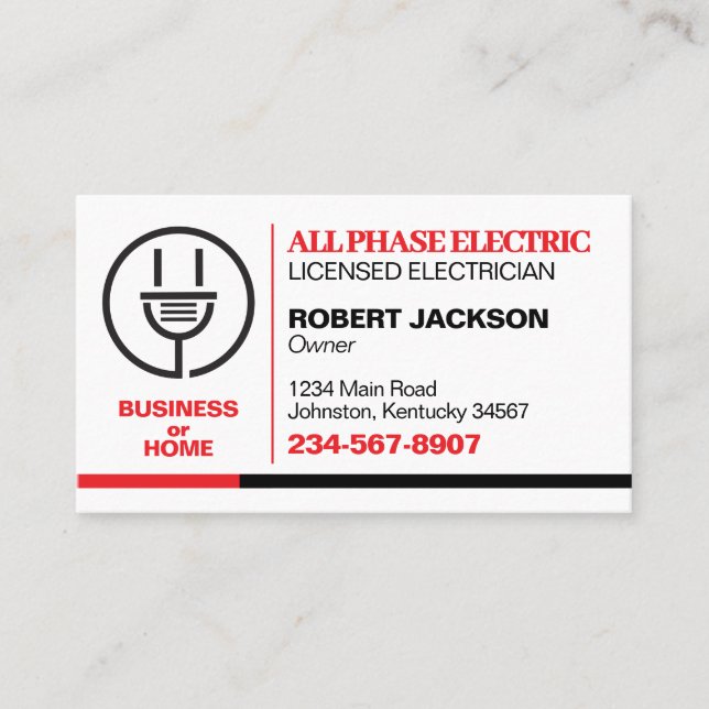 Electrician Service Business Card (Front)