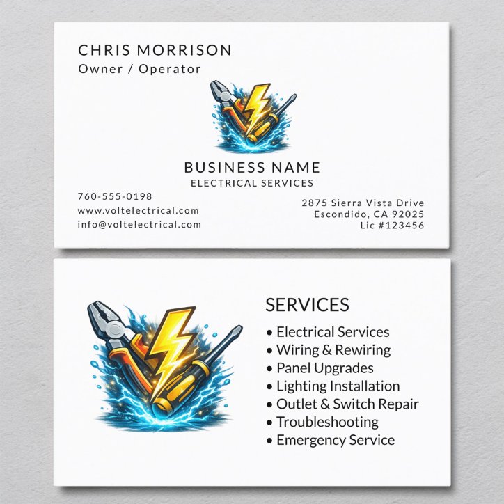 Electrician Services Professional Business Card