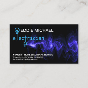Electrician Signage Blue Power Lightning Business Card