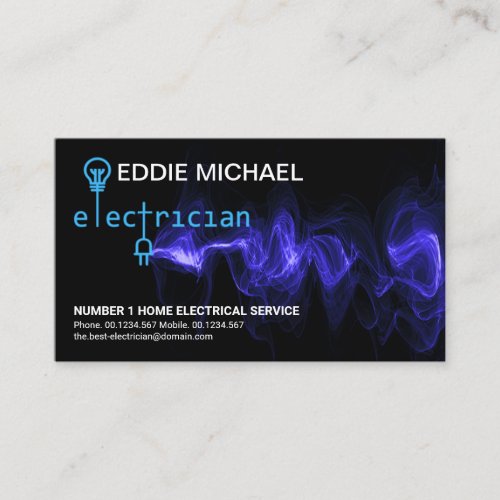 Electrician Signage Blue Power Lightning Business Card