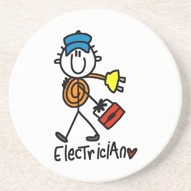 Electrician Stick Figure Coaster (Front)