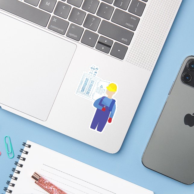 Electrician Sticker (Laptop w/ iPhone)