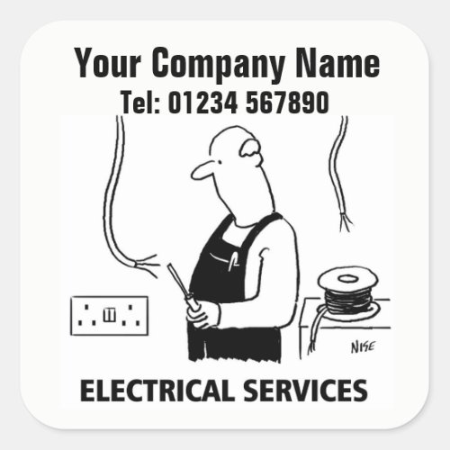 Electrician Theme Cartoon Square Sticker
