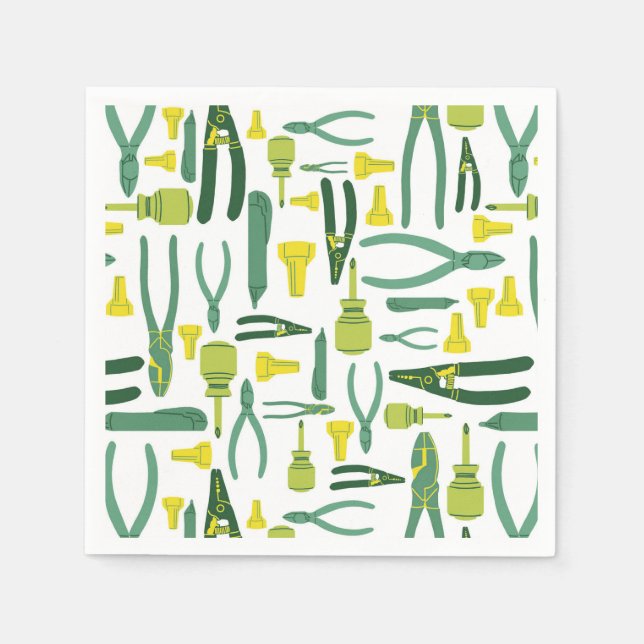Electrician Tools Party Napkins Construction  (Front)