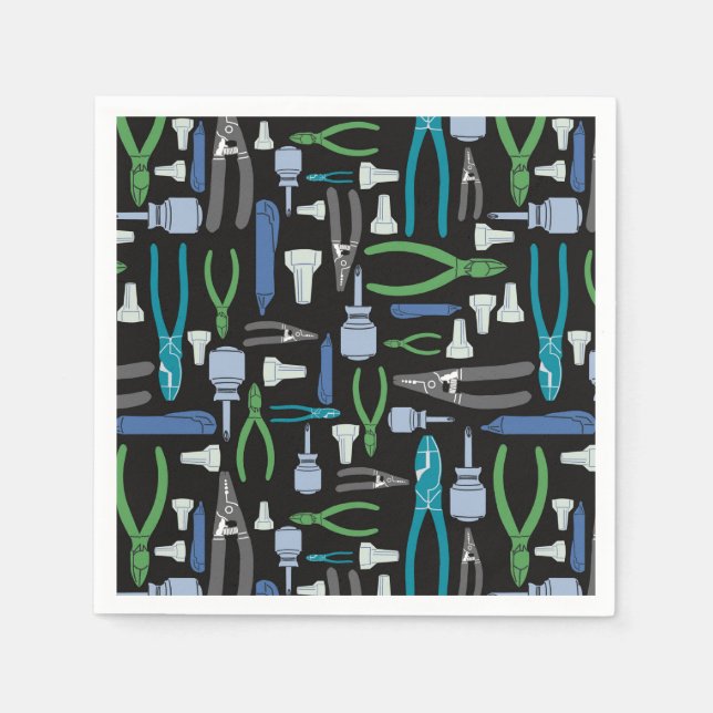 Electrician Tools Party Napkins Construction (Front)