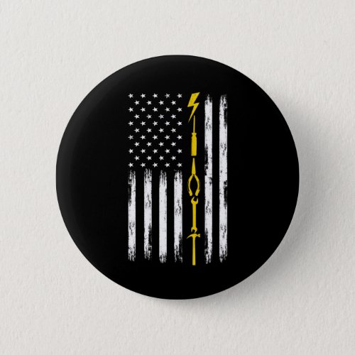 Electrician US Flag Tools for Electricians Button