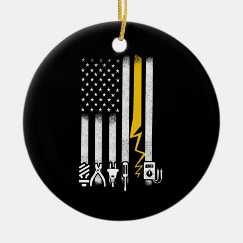 Electrician US Flag Tools for Electricians Ceramic Ornament