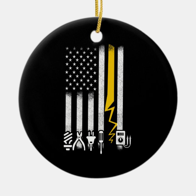 Electrician US Flag Tools for Electricians Ceramic Ornament (Front)