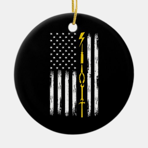 Electrician US Flag Tools for Electricians Ceramic Ornament