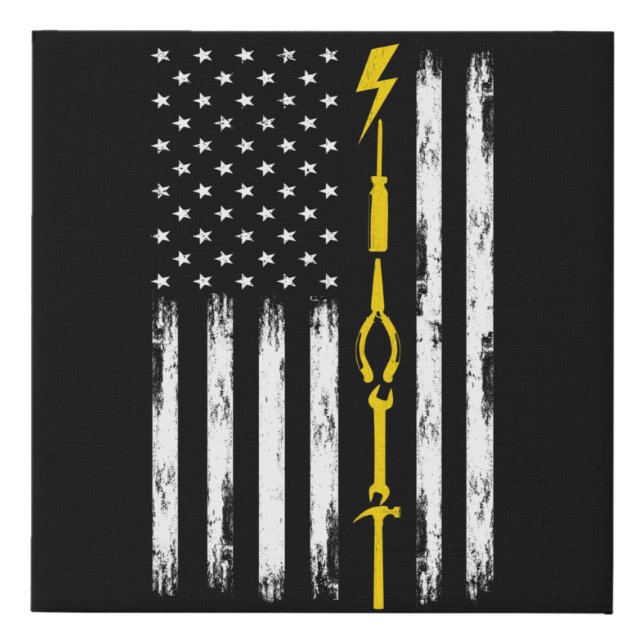Electrician US Flag Tools for Electricians Faux Canvas Print (Front)