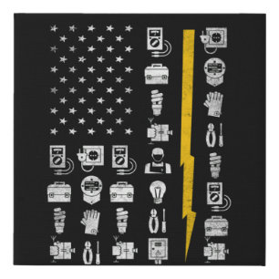 Electrician US Flag Tools for Electricians Faux Canvas Print