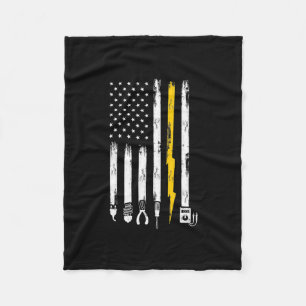 Electrician US Flag Tools for Electricians Fleece Blanket