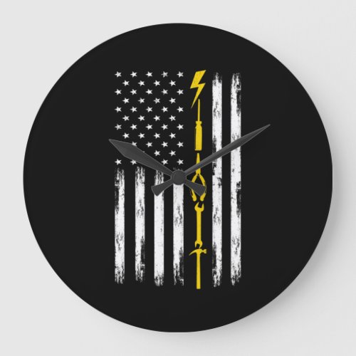 Electrician US Flag Tools for Electricians Large Clock