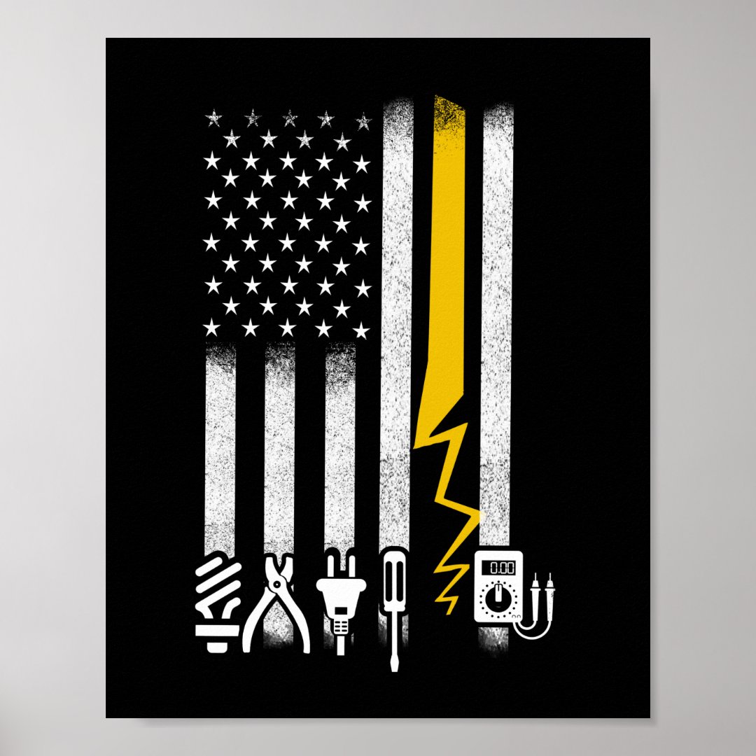 Electrician US Flag Tools for Electricians Poster Zazzle