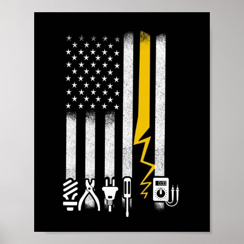 Electrician US Flag Tools for Electricians Poster