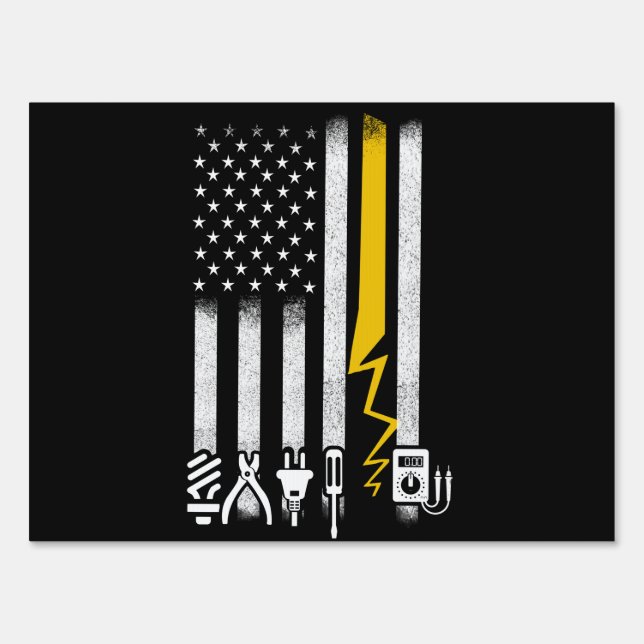 Electrician US Flag Tools for Electricians Sign (Front)