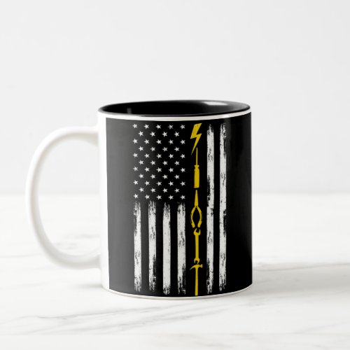 Electrician US Flag Tools for Electricians Two_Tone Coffee Mug