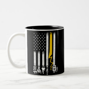 Electrician US Flag Tools for Electricians Two-Tone Coffee Mug