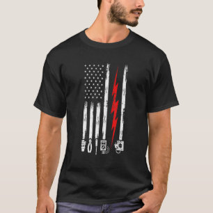 Electrician Us Flag With Tools T-Shirt