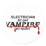 Electrician Vampire by Night Classic Round Sticker