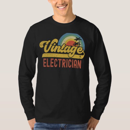 Electrician Vintage Sunset Profession Retro Job Ti T_Shirt