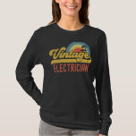 Electrician Vintage Sunset Profession Retro Job Ti T-Shirt