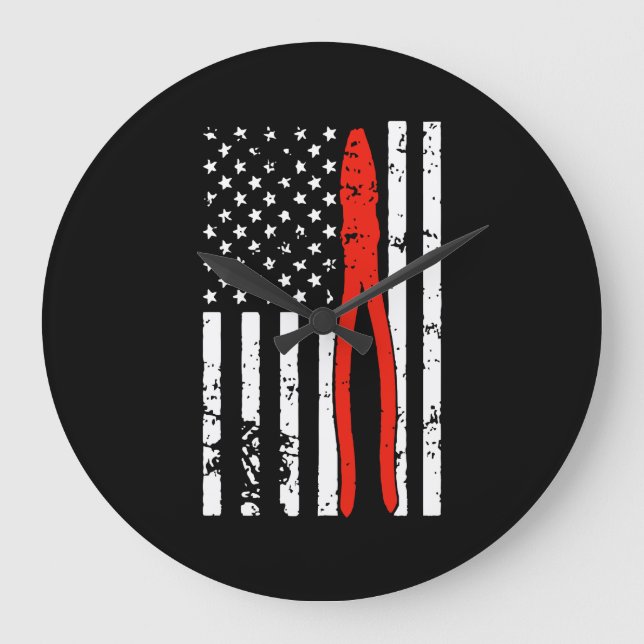 Electrician with America Flag Large Clock (Front)