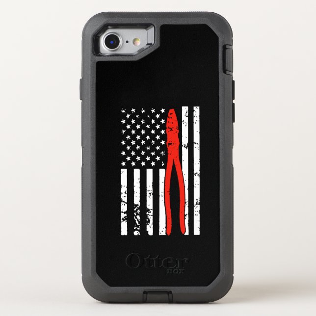 Electrician with America Flag Otterbox iPhone Case (Back)