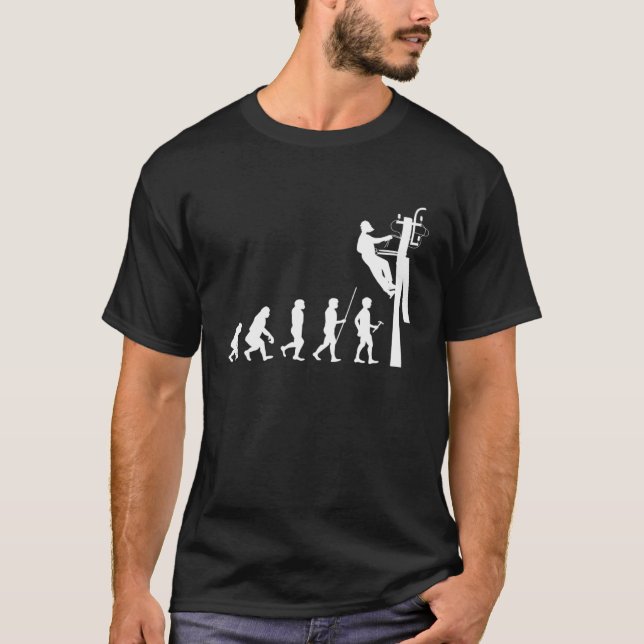 Electrician Worker Evolution Electricity  & Worker T-Shirt (Front)