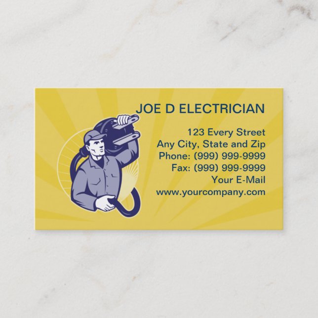 electrician worker repairman business card (Front)