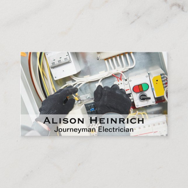 Electrician Working on Wires Business Card (Front)