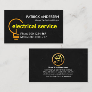 Electrician Yellow Bulb Black Grunge Business Card