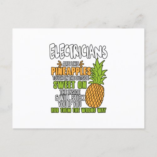 Electricians Are Like Pineapples Announcement Postcard