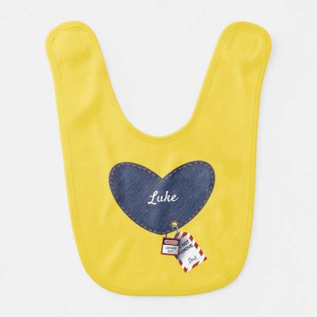 Electricians Baby Daddys Boy Lockout Tagout Baby Bib (Front)