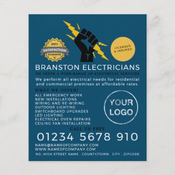 Electricians Fist  Electrician Advertising Flyer by TheBusinessCardStore at Zazzle
