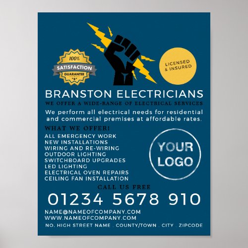 Electricians Fist Electrician Advertising Poster
