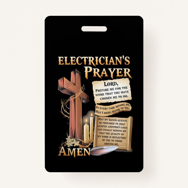 Electrician's prayer Amen Badge (Front)