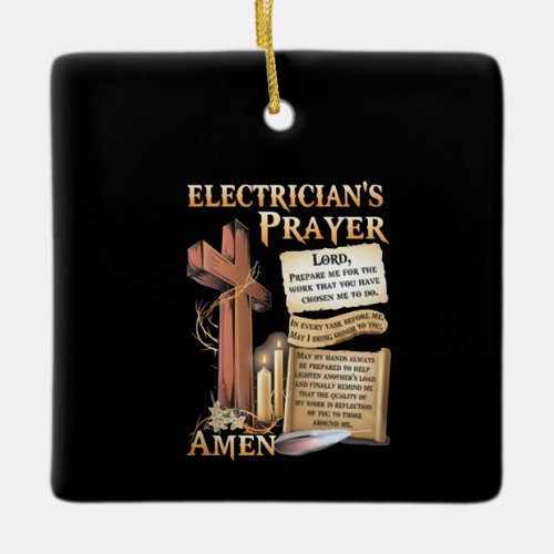 Electricians prayer Amen Ceramic Ornament