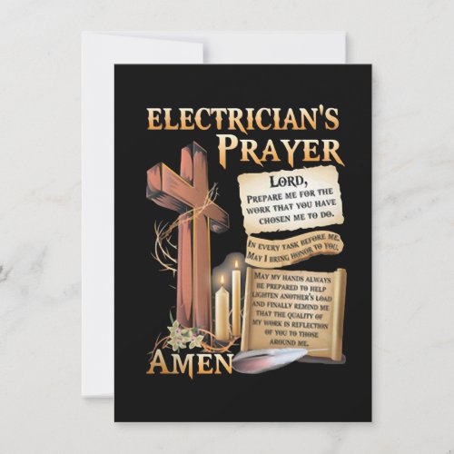 Electricians prayer Amen Note Card