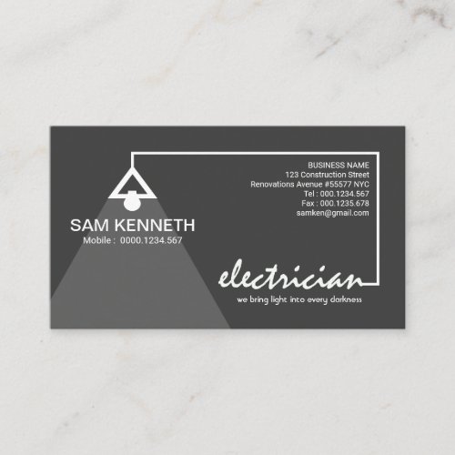 Electricians Super Stylish Wiring Light Bulb Business Card