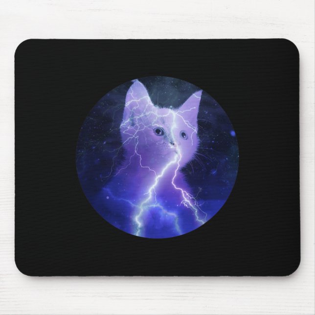 Electricity Cat Lightning Graphic Art Cat Mom  Mouse Pad (Front)