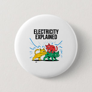 Electricity Explained Funny Cat Physics Humor Scie Button