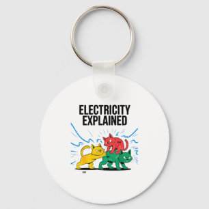 Electricity Explained Funny Cat Physics Humor Scie Keychain