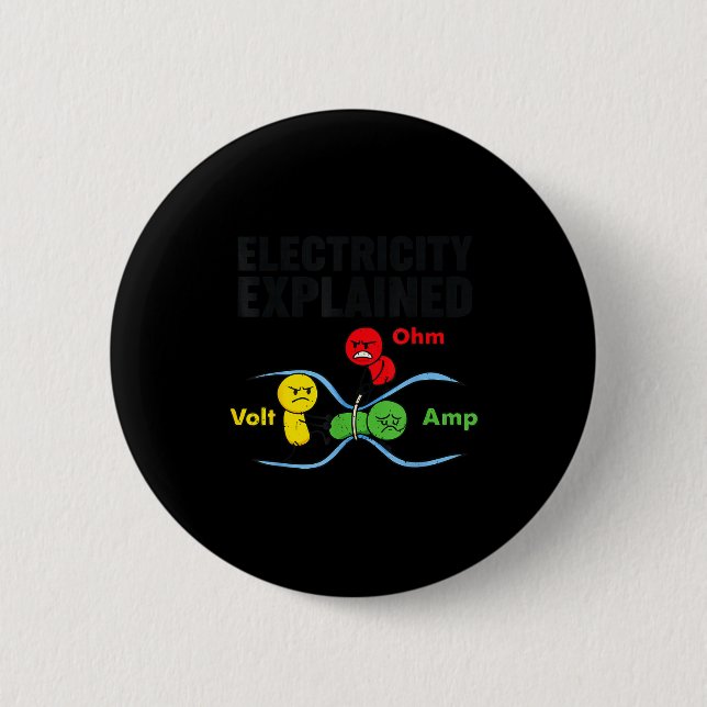 Electricity Explained Funny Geeky Physics Humor Sc Button (Front)